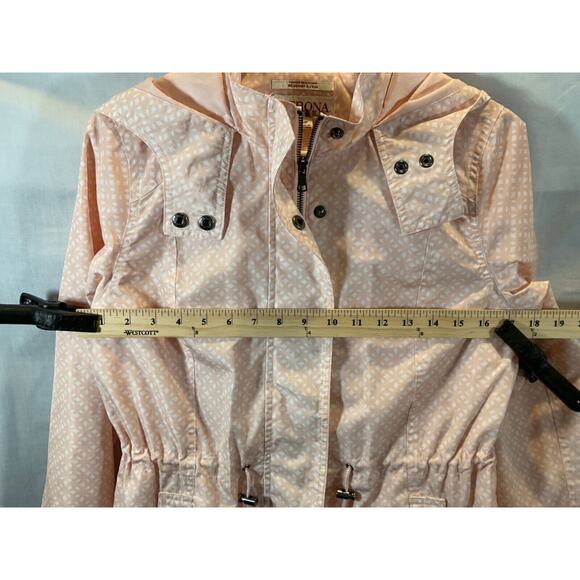 Merona Women’s Pink Hooded Jacket Small Petite Water-Resistant Drawstring - Picture 10 of 14